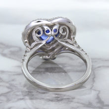 Load image into Gallery viewer, 2.07ct Heart Shape Blue Sapphire Ring with Sapphire and Diamond Halo in 18K White Gold
