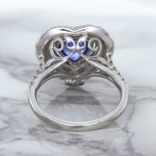 Load image into Gallery viewer, 2.07ct Heart Shape Blue Sapphire Ring with Sapphire and Diamond Halo in 18K White Gold