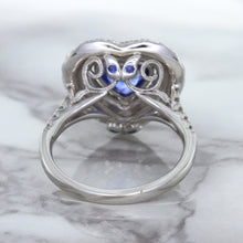 Load image into Gallery viewer, 2.07ct Heart Shape Blue Sapphire Ring with Sapphire and Diamond Halo in 18K White Gold