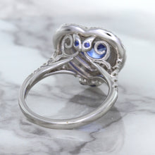 Load image into Gallery viewer, 2.07ct Heart Shape Blue Sapphire Ring with Sapphire and Diamond Halo in 18K White Gold