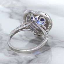 Load image into Gallery viewer, 2.07ct Heart Shape Blue Sapphire Ring with Sapphire and Diamond Halo in 18K White Gold