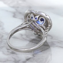 Load image into Gallery viewer, 2.07ct Heart Shape Blue Sapphire Ring with Sapphire and Diamond Halo in 18K White Gold