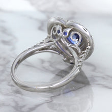 Load image into Gallery viewer, 2.07ct Heart Shape Blue Sapphire Ring with Sapphire and Diamond Halo in 18K White Gold