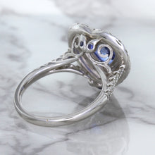 Load image into Gallery viewer, 2.07ct Heart Shape Blue Sapphire Ring with Sapphire and Diamond Halo in 18K White Gold