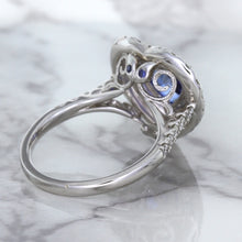 Load image into Gallery viewer, 2.07ct Heart Shape Blue Sapphire Ring with Sapphire and Diamond Halo in 18K White Gold