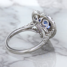 Load image into Gallery viewer, 2.07ct Heart Shape Blue Sapphire Ring with Sapphire and Diamond Halo in 18K White Gold