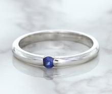 Load image into Gallery viewer, 0.10ct Round Blue Sapphire Ring in 18K White Gold