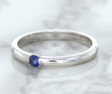 Load image into Gallery viewer, 0.10ct Round Blue Sapphire Ring in 18K White Gold