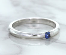 Load image into Gallery viewer, 0.10ct Round Blue Sapphire Ring in 18K White Gold