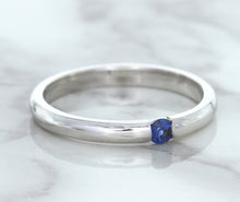 Load image into Gallery viewer, 0.10ct Round Blue Sapphire Ring in 18K White Gold