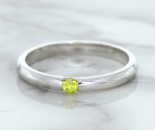 Load image into Gallery viewer, 0.10ct Round Yellow Sapphire Ring in 18K White Gold