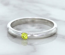 Load image into Gallery viewer, 0.10ct Round Yellow Sapphire Ring in 18K White Gold
