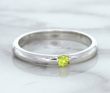 Load image into Gallery viewer, 0.10ct Round Yellow Sapphire Ring in 18K White Gold
