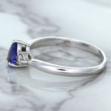 Load image into Gallery viewer, 0.59ct Pear Blue Sapphire Ring with diamond accents in 14K White Gold