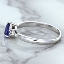 Load image into Gallery viewer, 0.59ct Pear Blue Sapphire Ring with diamond accents in 14K White Gold