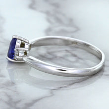 Load image into Gallery viewer, 0.59ct Pear Blue Sapphire Ring with diamond accents in 14K White Gold