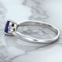 Load image into Gallery viewer, 0.59ct Pear Blue Sapphire Ring with diamond accents in 14K White Gold