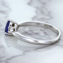 Load image into Gallery viewer, 0.59ct Pear Blue Sapphire Ring with diamond accents in 14K White Gold