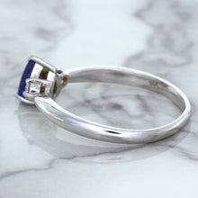 Load image into Gallery viewer, 0.59ct Pear Blue Sapphire Ring with diamond accents in 14K White Gold