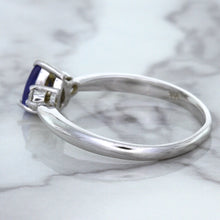 Load image into Gallery viewer, 0.59ct Pear Blue Sapphire Ring with diamond accents in 14K White Gold