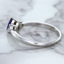 Load image into Gallery viewer, 0.59ct Pear Blue Sapphire Ring with diamond accents in 14K White Gold