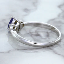 Load image into Gallery viewer, 0.59ct Pear Blue Sapphire Ring with diamond accents in 14K White Gold
