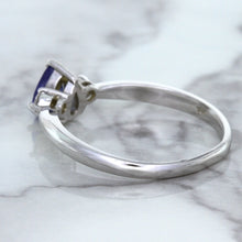Load image into Gallery viewer, 0.59ct Pear Blue Sapphire Ring with diamond accents in 14K White Gold