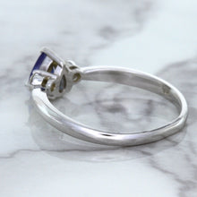 Load image into Gallery viewer, 0.59ct Pear Blue Sapphire Ring with diamond accents in 14K White Gold