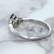 Load image into Gallery viewer, 0.59ct Pear Blue Sapphire Ring with diamond accents in 14K White Gold