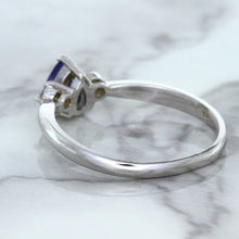 Load image into Gallery viewer, 0.59ct Pear Blue Sapphire Ring with diamond accents in 14K White Gold
