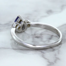 Load image into Gallery viewer, 0.59ct Pear Blue Sapphire Ring with diamond accents in 14K White Gold