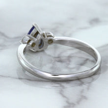 Load image into Gallery viewer, 0.59ct Pear Blue Sapphire Ring with diamond accents in 14K White Gold