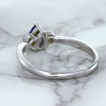 Load image into Gallery viewer, 0.59ct Pear Blue Sapphire Ring with diamond accents in 14K White Gold