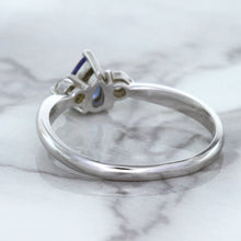 Load image into Gallery viewer, 0.59ct Pear Blue Sapphire Ring with diamond accents in 14K White Gold