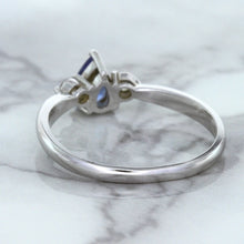 Load image into Gallery viewer, 0.59ct Pear Blue Sapphire Ring with diamond accents in 14K White Gold