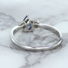 Load image into Gallery viewer, 0.59ct Pear Blue Sapphire Ring with diamond accents in 14K White Gold