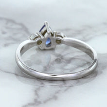 Load image into Gallery viewer, 0.59ct Pear Blue Sapphire Ring with diamond accents in 14K White Gold