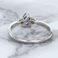 Load image into Gallery viewer, 0.59ct Pear Blue Sapphire Ring with diamond accents in 14K White Gold
