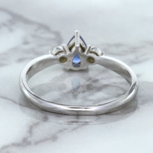 Load image into Gallery viewer, 0.59ct Pear Blue Sapphire Ring with diamond accents in 14K White Gold