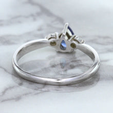 Load image into Gallery viewer, 0.59ct Pear Blue Sapphire Ring with diamond accents in 14K White Gold