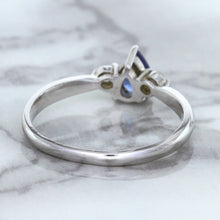 Load image into Gallery viewer, 0.59ct Pear Blue Sapphire Ring with diamond accents in 14K White Gold