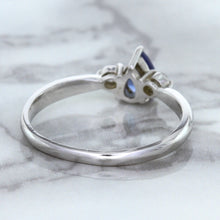 Load image into Gallery viewer, 0.59ct Pear Blue Sapphire Ring with diamond accents in 14K White Gold