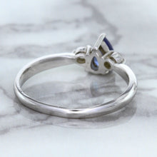 Load image into Gallery viewer, 0.59ct Pear Blue Sapphire Ring with diamond accents in 14K White Gold