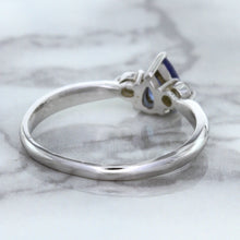 Load image into Gallery viewer, 0.59ct Pear Blue Sapphire Ring with diamond accents in 14K White Gold
