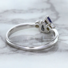 Load image into Gallery viewer, 0.59ct Pear Blue Sapphire Ring with diamond accents in 14K White Gold