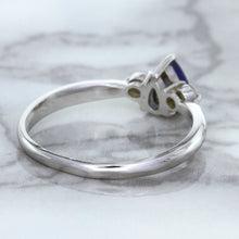 Load image into Gallery viewer, 0.59ct Pear Blue Sapphire Ring with diamond accents in 14K White Gold