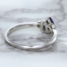 Load image into Gallery viewer, 0.59ct Pear Blue Sapphire Ring with diamond accents in 14K White Gold