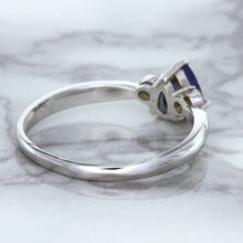 Load image into Gallery viewer, 0.59ct Pear Blue Sapphire Ring with diamond accents in 14K White Gold