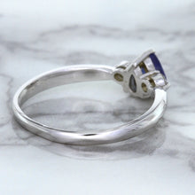 Load image into Gallery viewer, 0.59ct Pear Blue Sapphire Ring with diamond accents in 14K White Gold