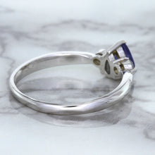 Load image into Gallery viewer, 0.59ct Pear Blue Sapphire Ring with diamond accents in 14K White Gold